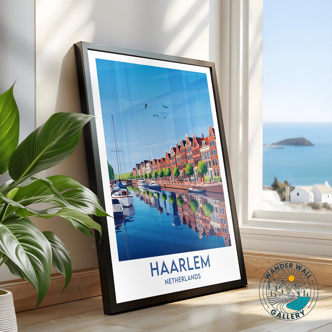 Haarlem Netherlands Canal Gabled Houses Vintage Travel Poster - Image 2