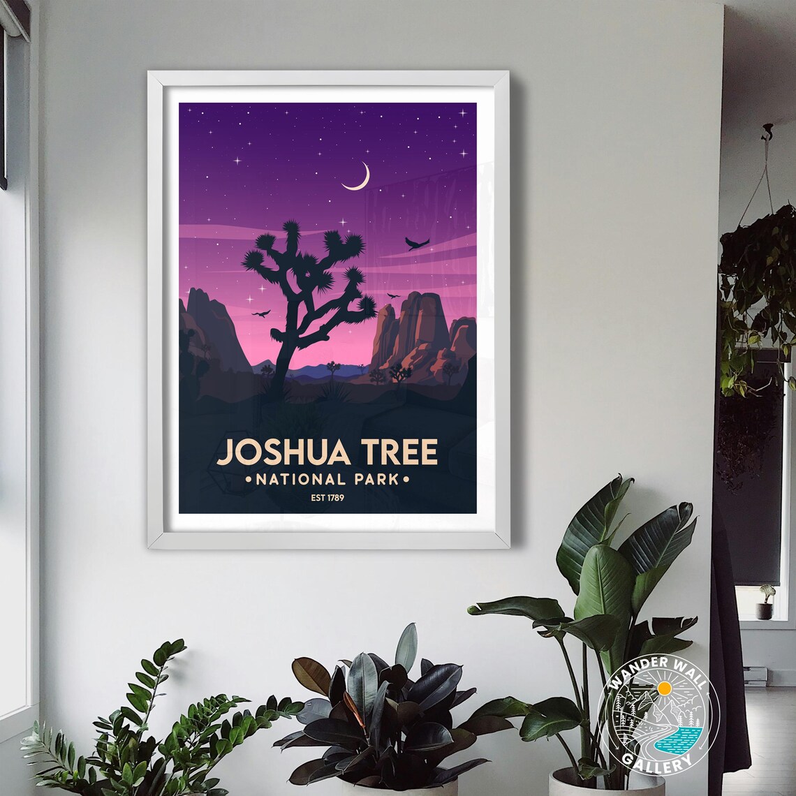Joshua Tree National Park Starry Night Moon Desert Vintage Travel Poster - Image 3