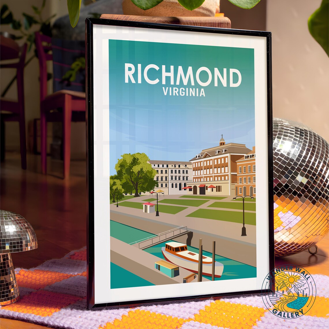 Richmond Virginia Canal Walk Historic Boats River Retro Travel Poster - Image 4