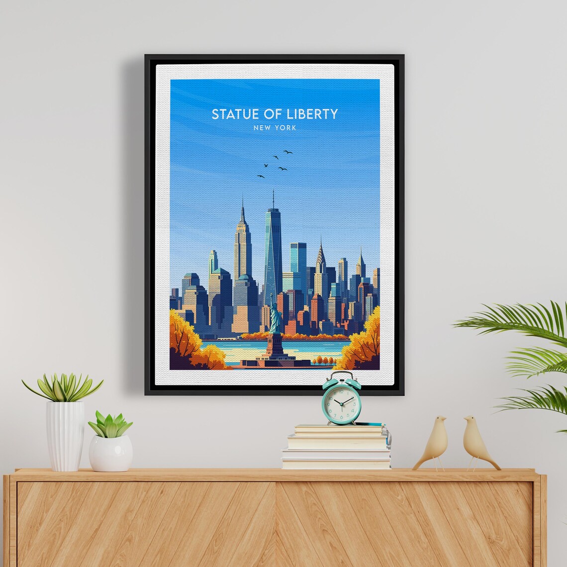 Statue of Liberty New York Harbor Skyline Fall Season Art Poster - Image 5