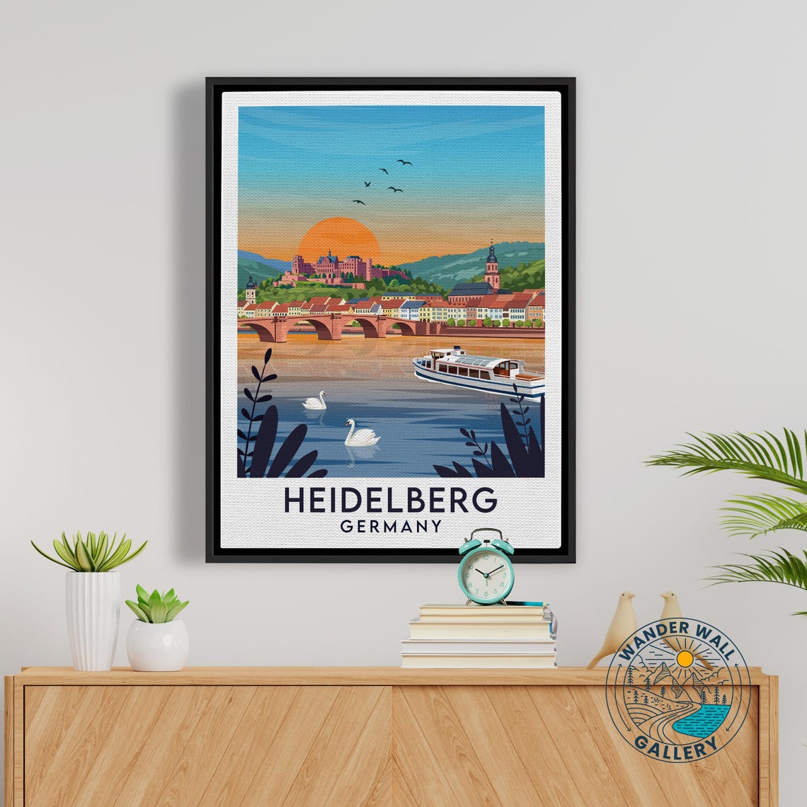 Heidelberg Germany River Sunset with Castle and Bridge Travel Poster - Image 5