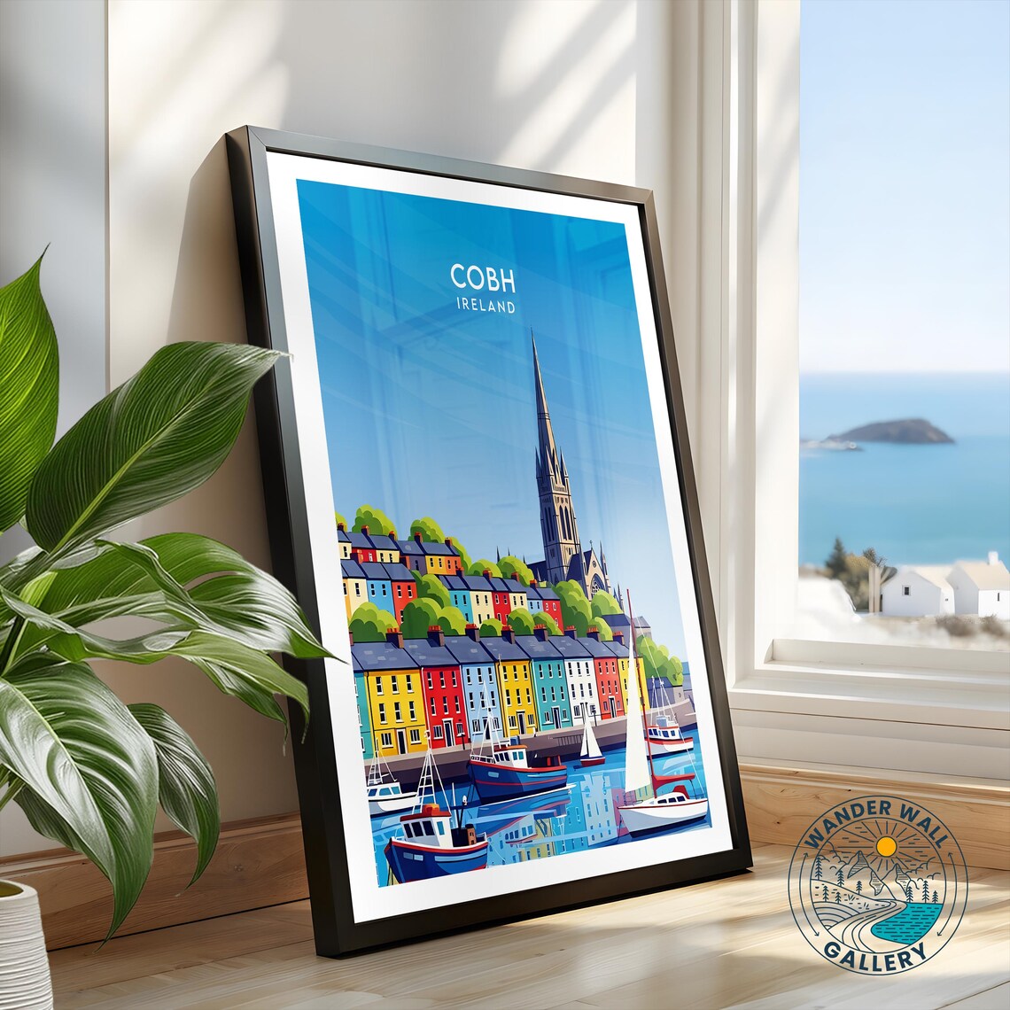 Cobh Ireland Colorful Harbor Houses and Church Travel Poster - Image 2