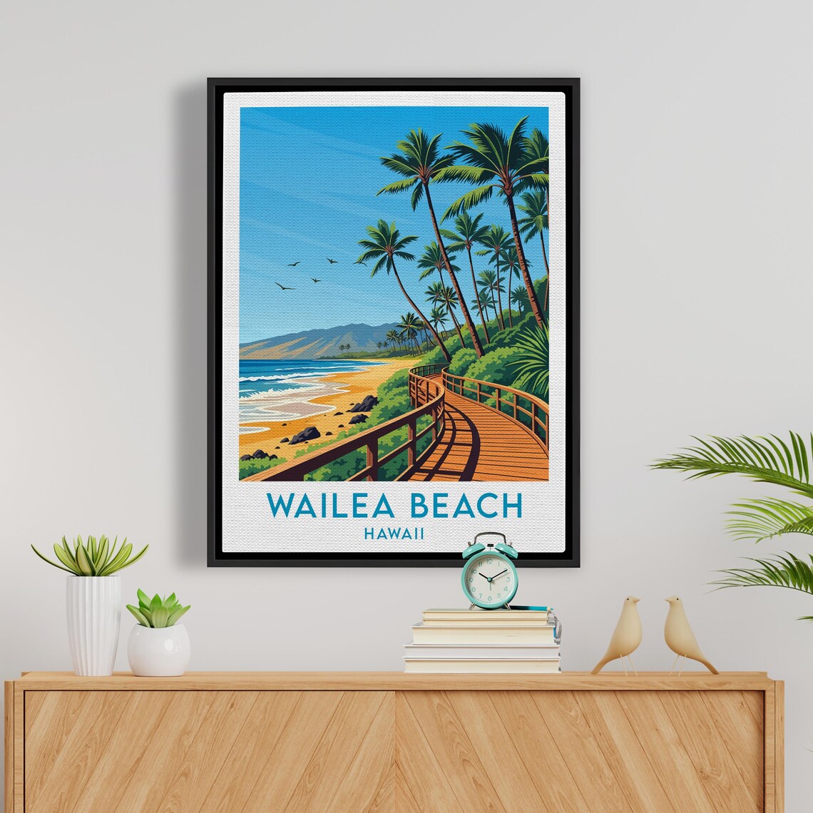 Wailea Beach Hawaii Boardwalk Palm Grove Golden Sand Shoreline Poster - Image 5