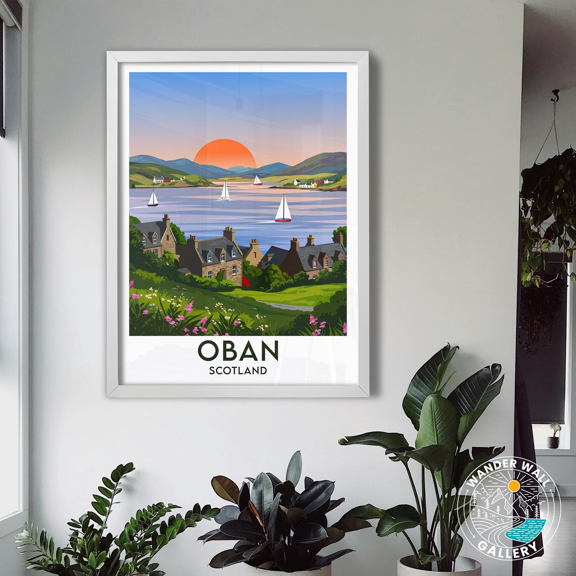 Oban Scotland Sunset Harbor Sailboats Coastal Village Travel Poster - Image 3