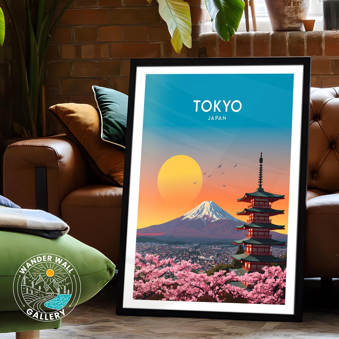 Tokyo Japan Mount Fuji Cherry Blossoms Pagoda Sunset Travel Poster - Image 6