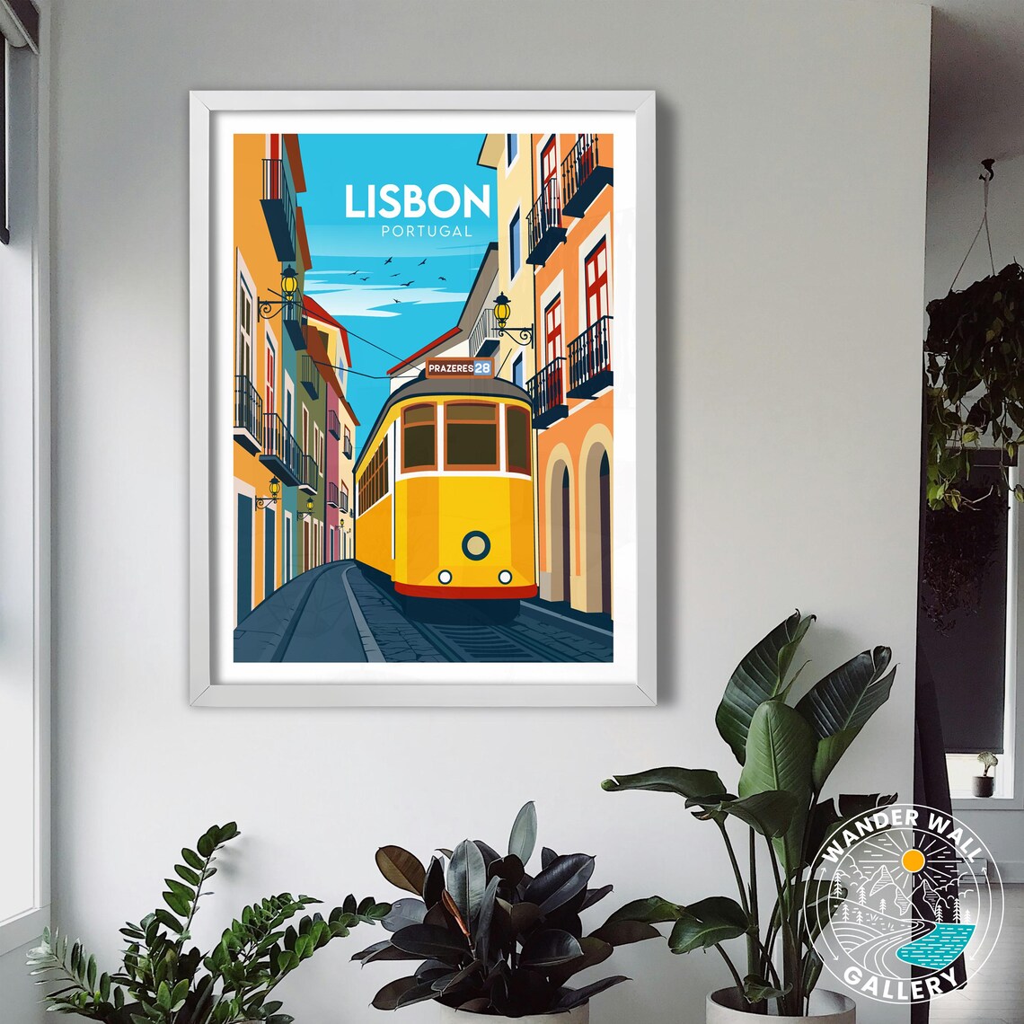 Lisbon Tram 28 Yellow Street Car Portugal Alfama Retro Travel Poster - Image 3