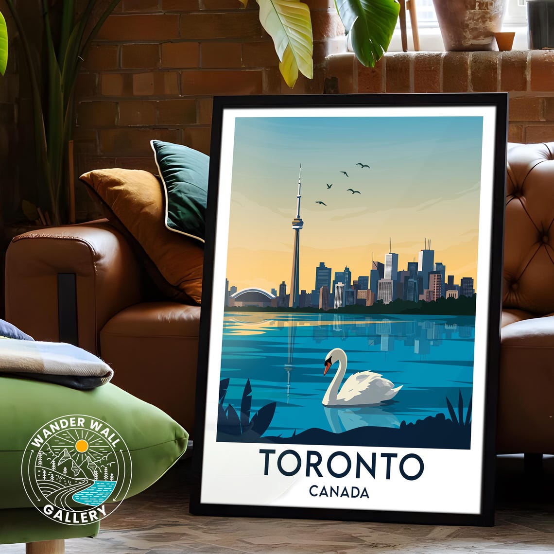 Toronto Canada CN Tower Waterfront Swan Skyline Sunset Travel Poster - Image 6