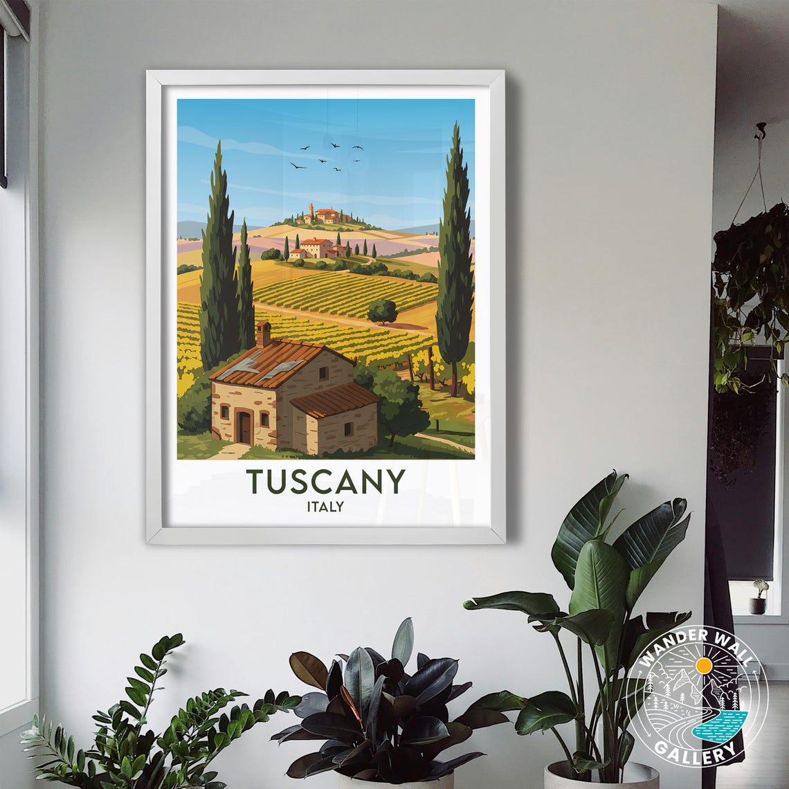Tuscany Italy Cypress Trees Vineyard Villa Golden Fields Travel Poster - Image 3