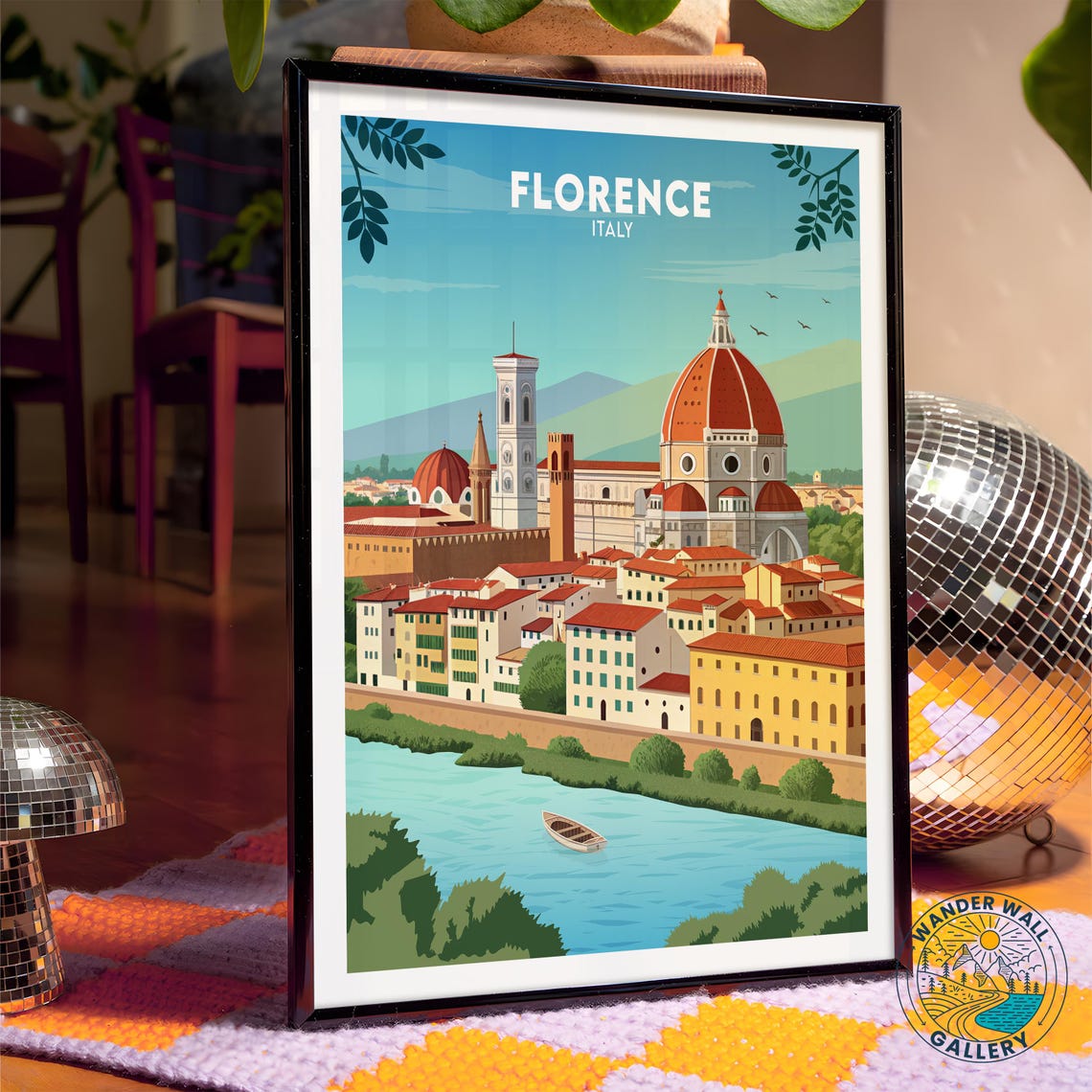 Florence Italy Duomo Red Dome Cathedral River Arno Skyline Poster - Image 4