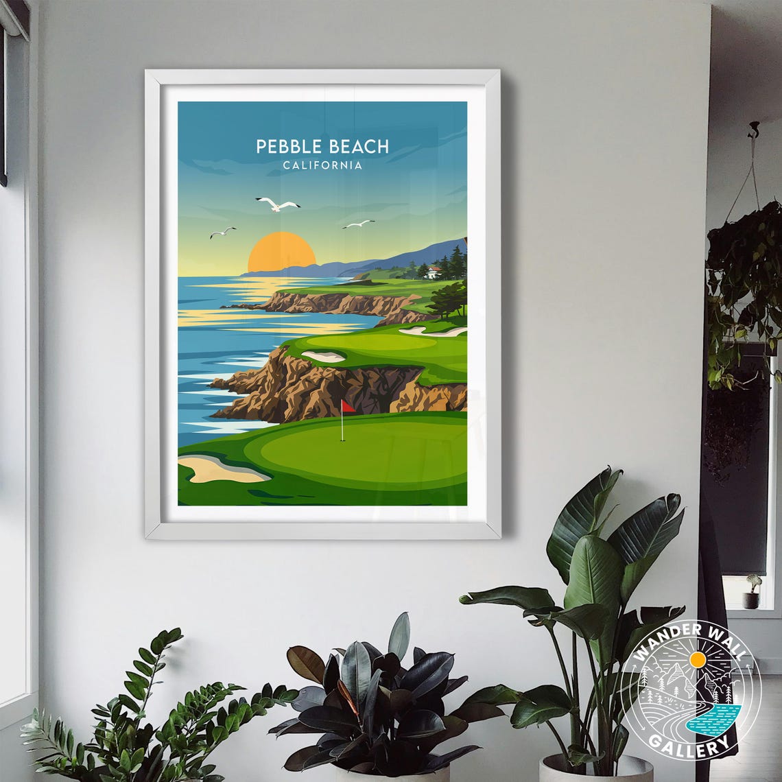 Pebble Beach California Golf Course Cliff Ocean Sunset Poster - Image 3