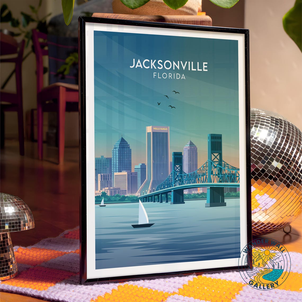 Jacksonville Florida Main Street Bridge Skyline Vintage Travel Poster - Image 4