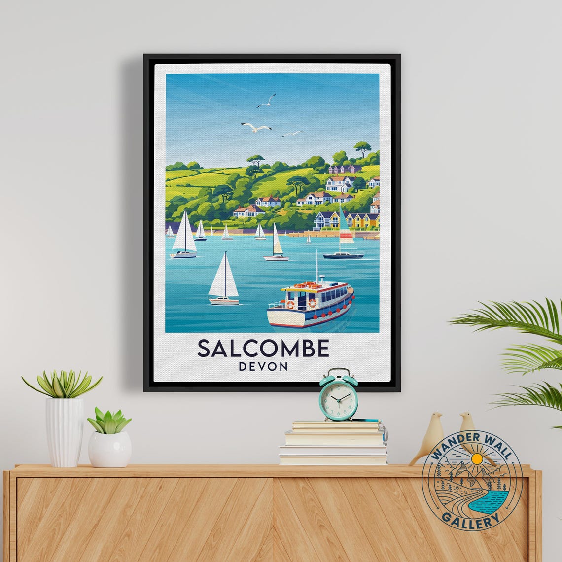 Salcombe Devon Sailing Harbor Seagulls Coastal Travel Poster - Image 5