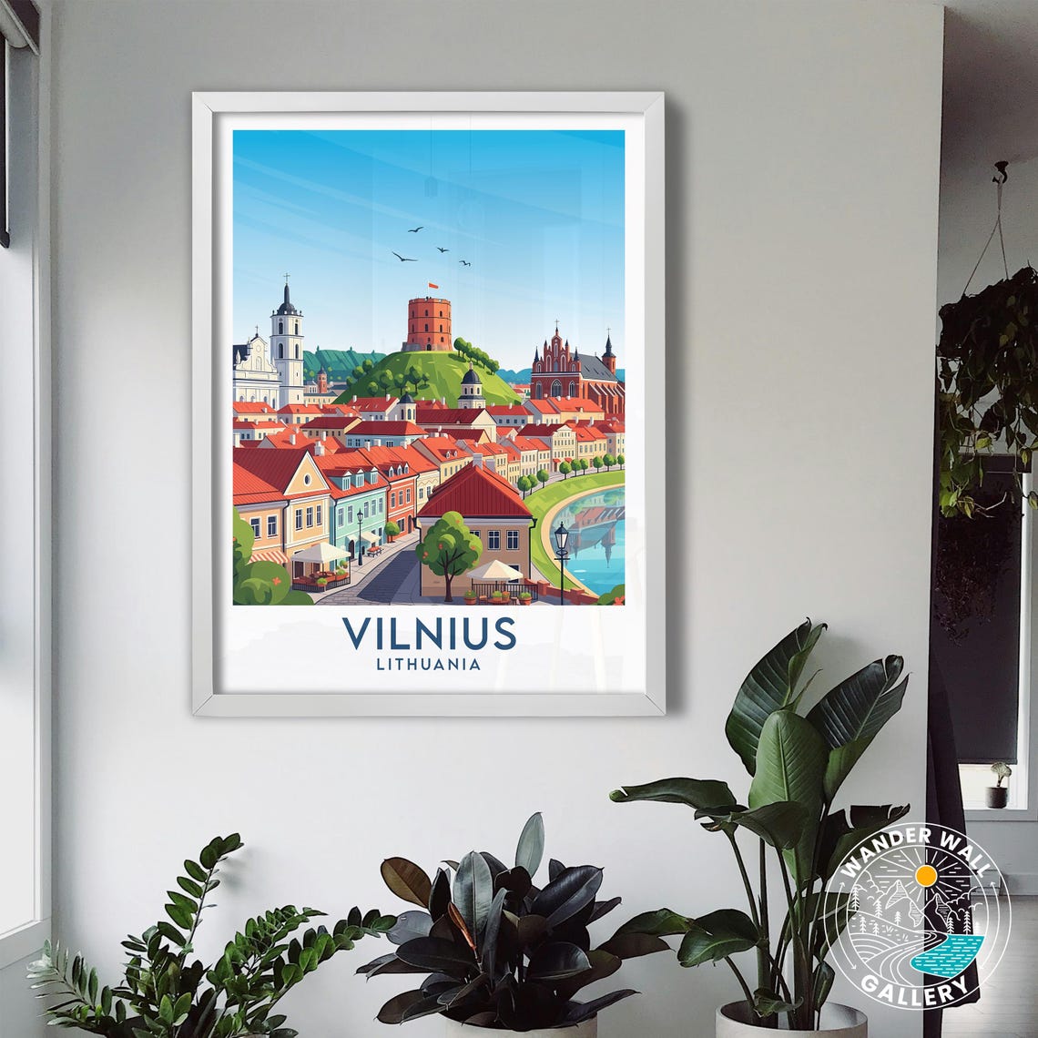 Vilnius Lithuania Old Town Red Roofs Hill Tower Travel Poster - Image 3
