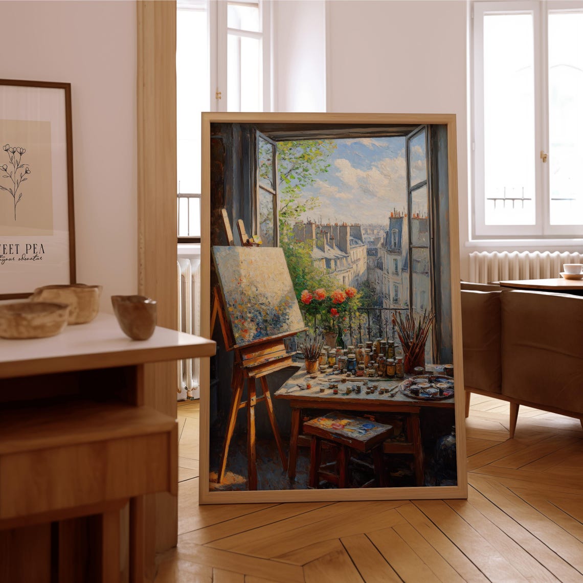 Artists Studio Easel Window Rooftop View Impressionist Print