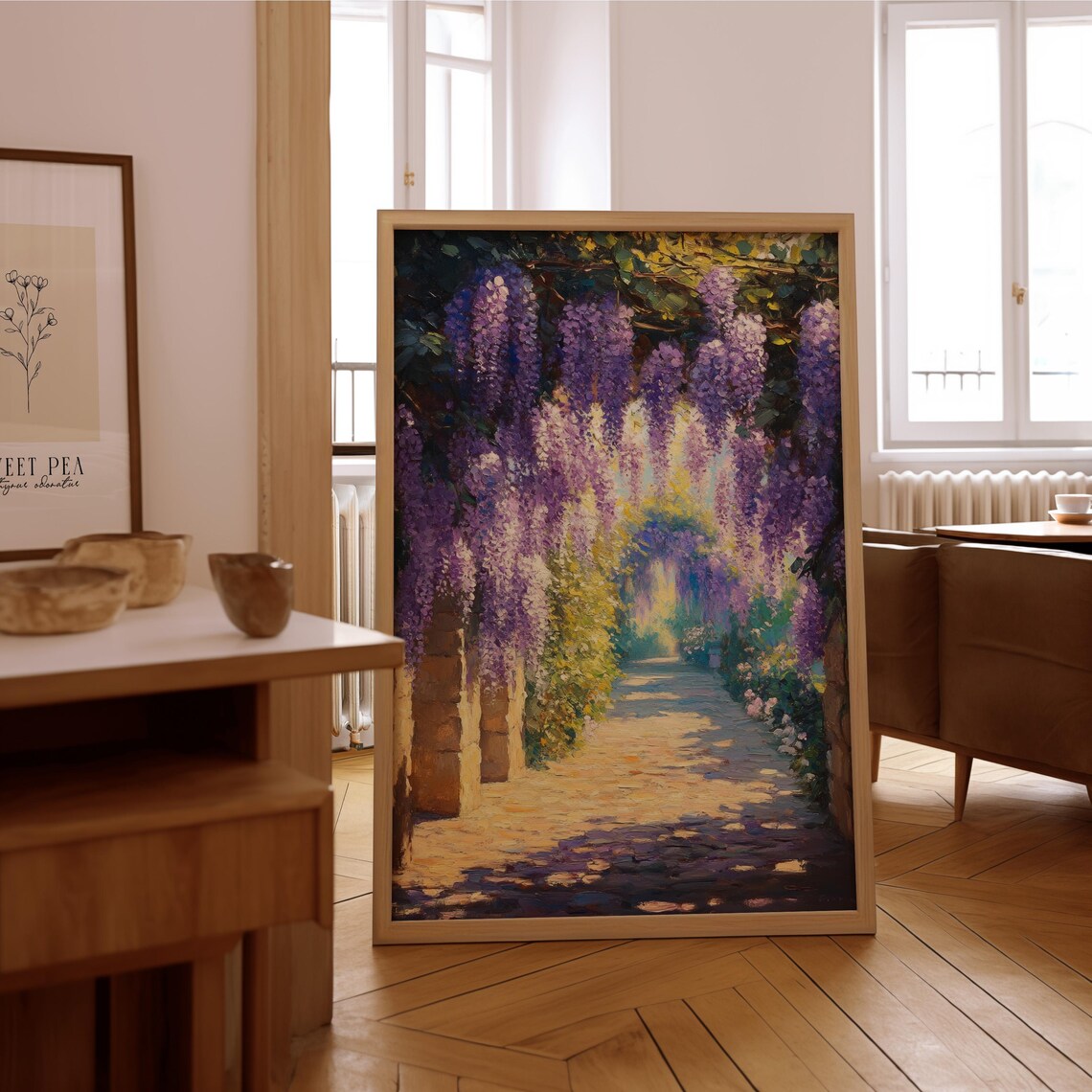 Wisteria Pathway Impressionist Oil Painting Purple Floral Garden Art Poster
