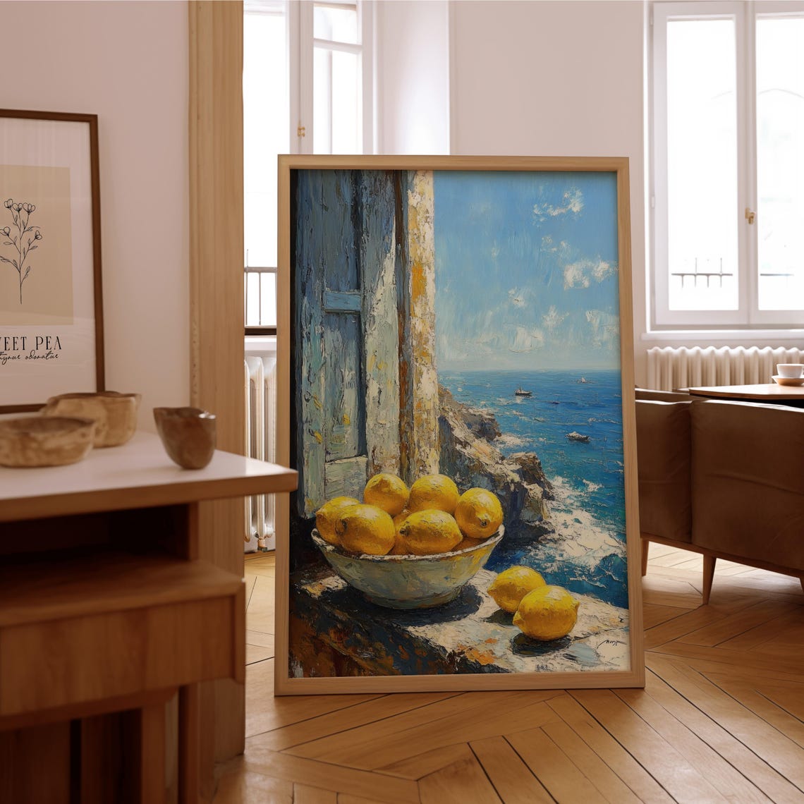 Impressionist Lemon Bowl Coastal Terrace Mediterranean Sea View Poster