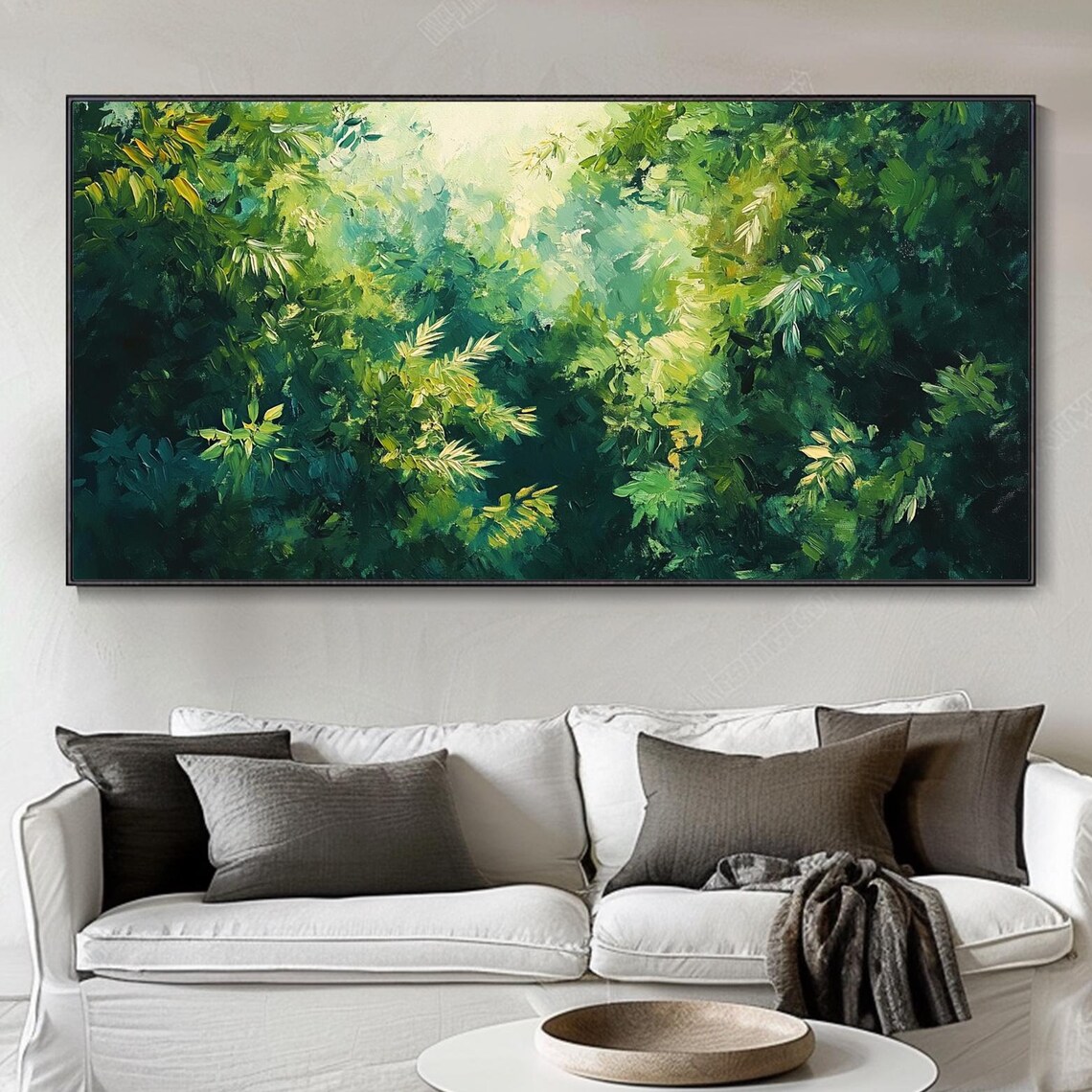 Lush Green Forest Canopy Sunlight Dense Foliage Nature Art Poster