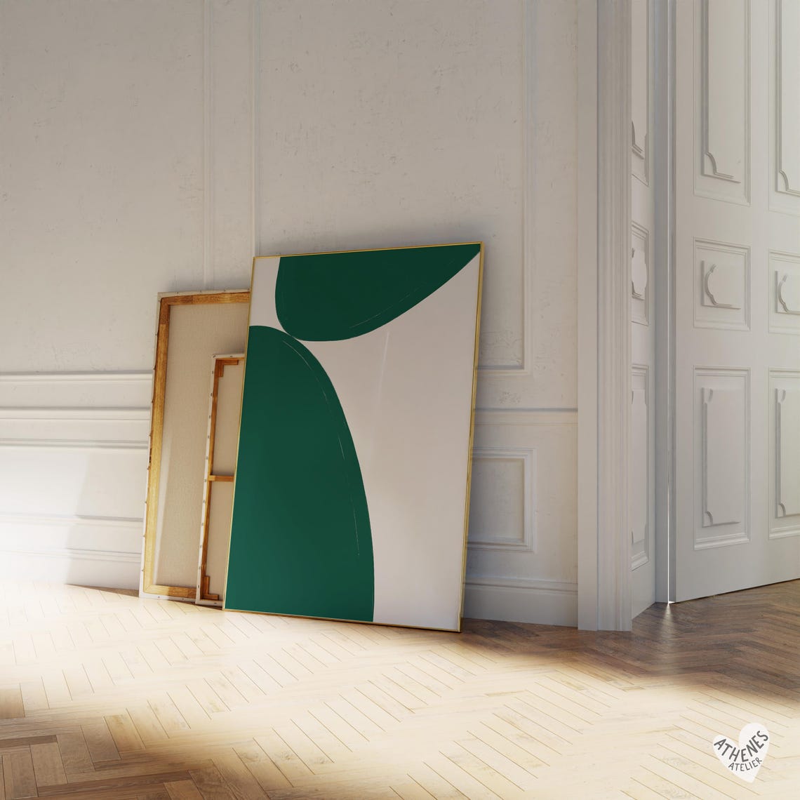 Abstract Print Emerald Green Wall Art Minimalist Mid Century Pastel Modern Trending Dark Bedroom Decor