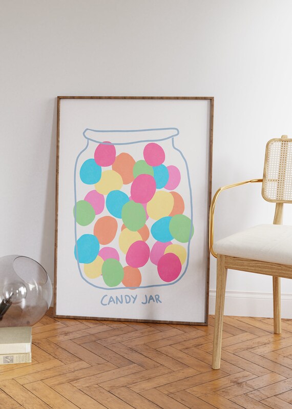 Candy Jar Pastel Dots Sweet Danish Pastel Kitchen Decor Poster