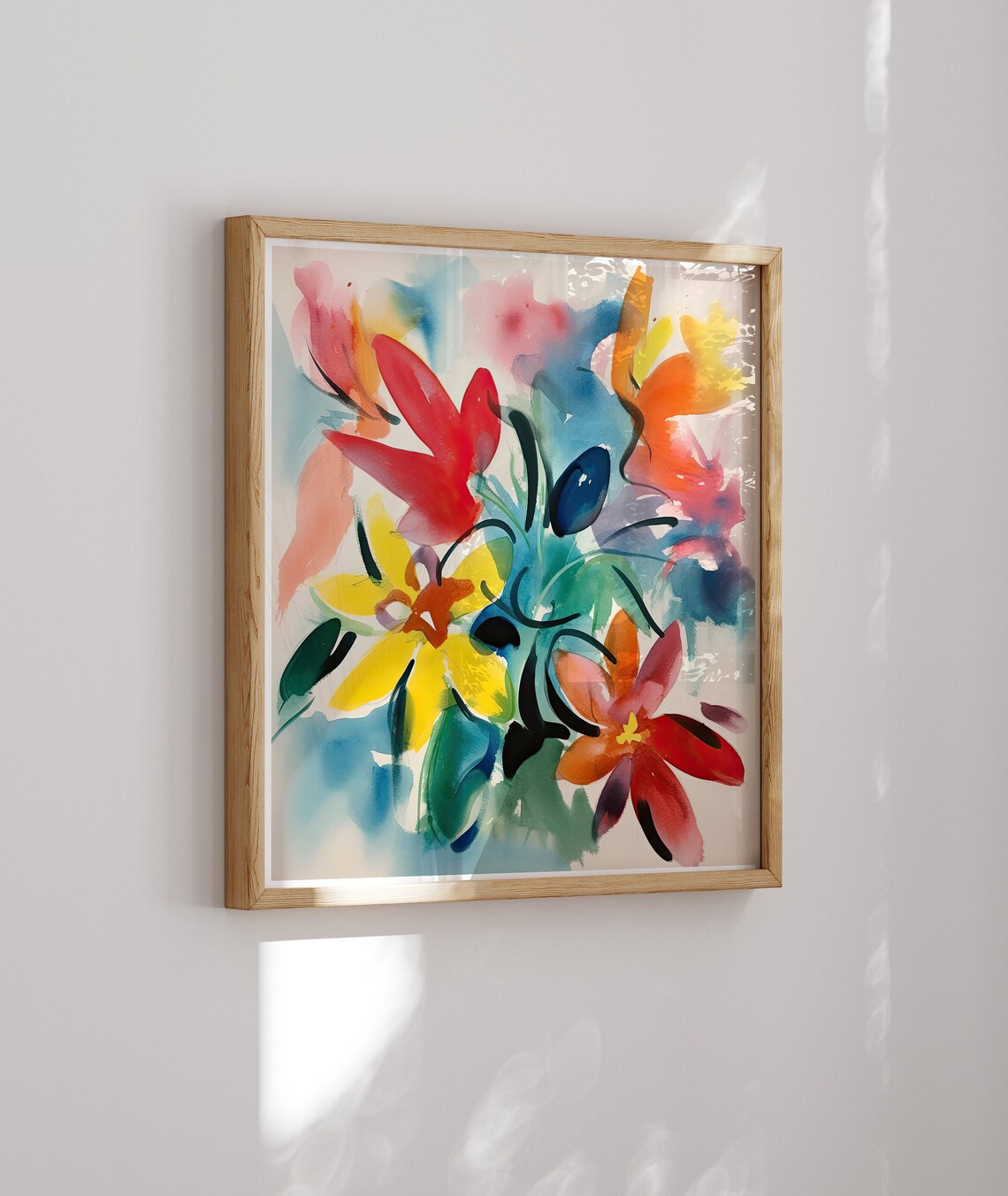 Vibrant Watercolor Flower Bouquet Painting in Bold Hues Poster - Image 2