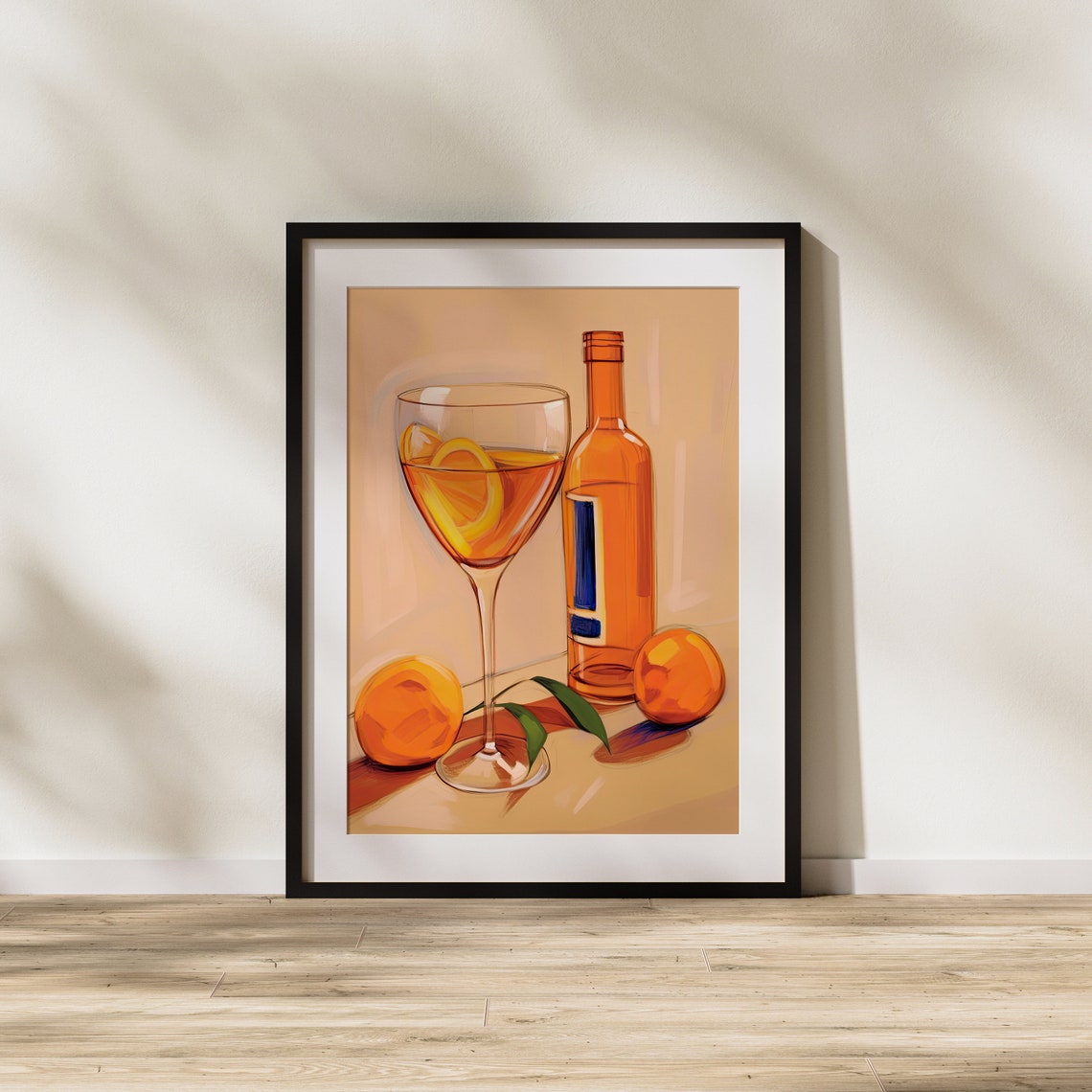 Single Aperol Spritz Glass Minimal Elegant Bar Cart Art Poster - Image 2