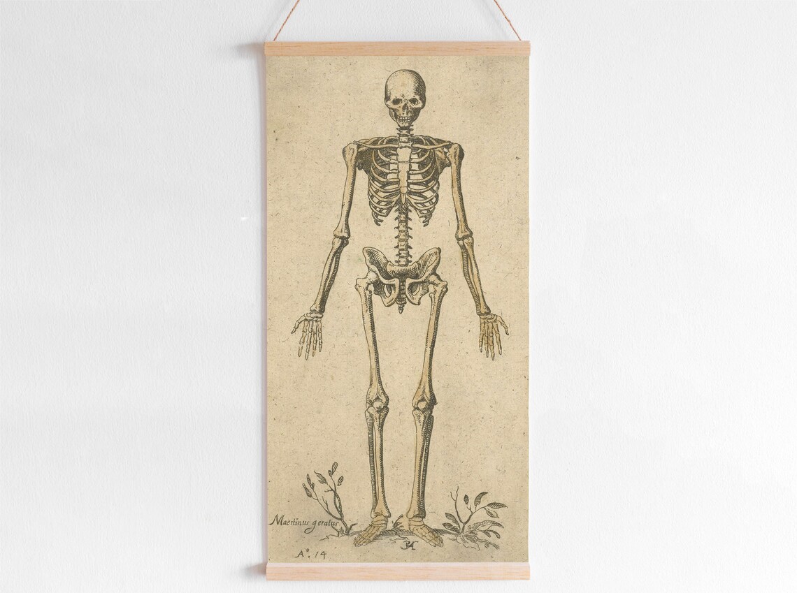 Skeleton Vintage Halloween Gothic Wall Art Print