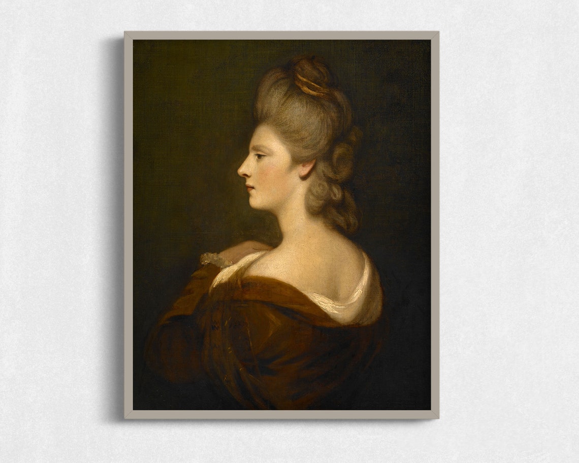 Vintage Portrait Of Woman Moody Portrait Painting Antique Art Prints Gallery Wall Art Print