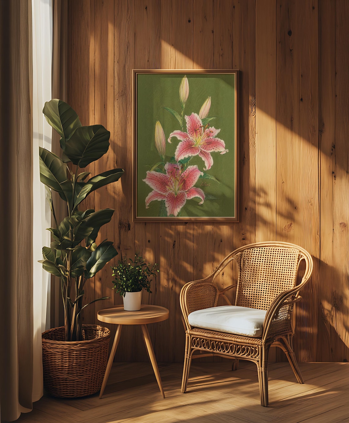 Pink Lilies Vintage Floral Botanical Art Print - Image 4
