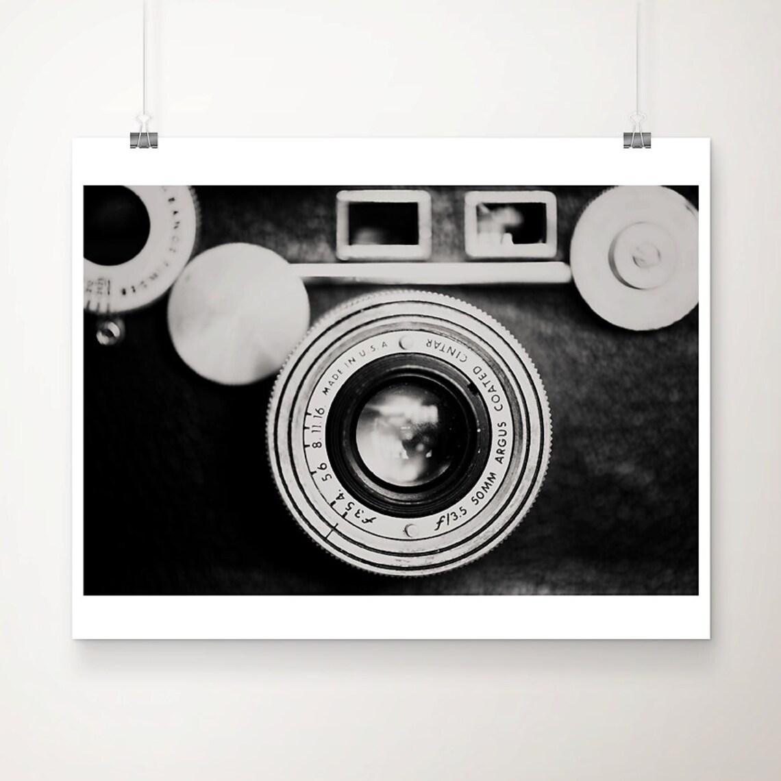 Argus Vintage Camera Lens Black And White Macro Photograph Poster