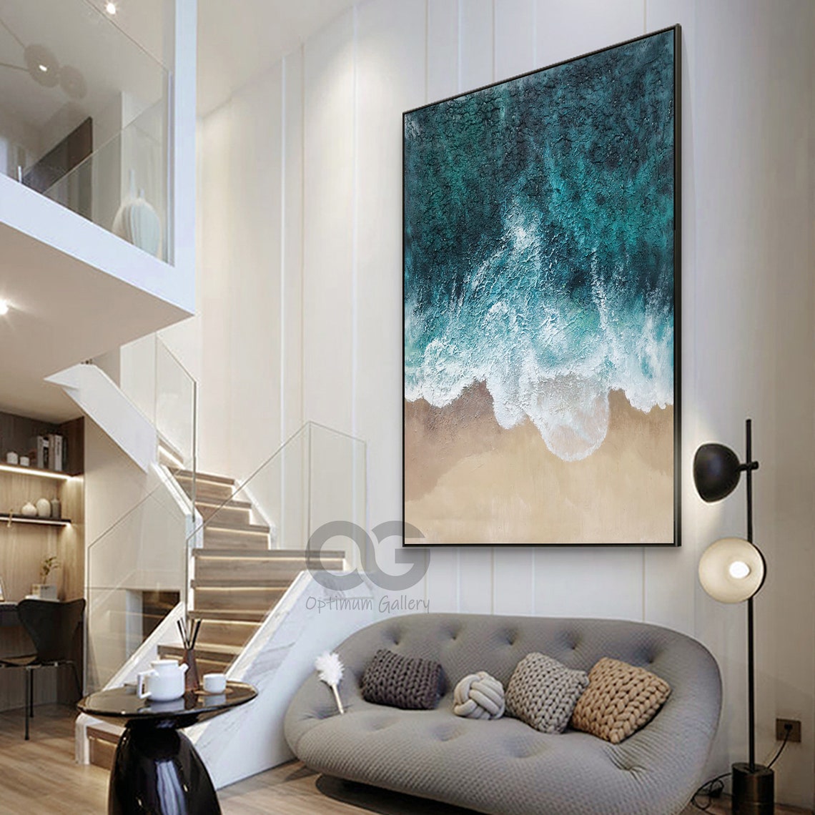 Aerial Emerald Ocean Wave Crashing Sandy Shore Vertical Beach Poster - Image 5