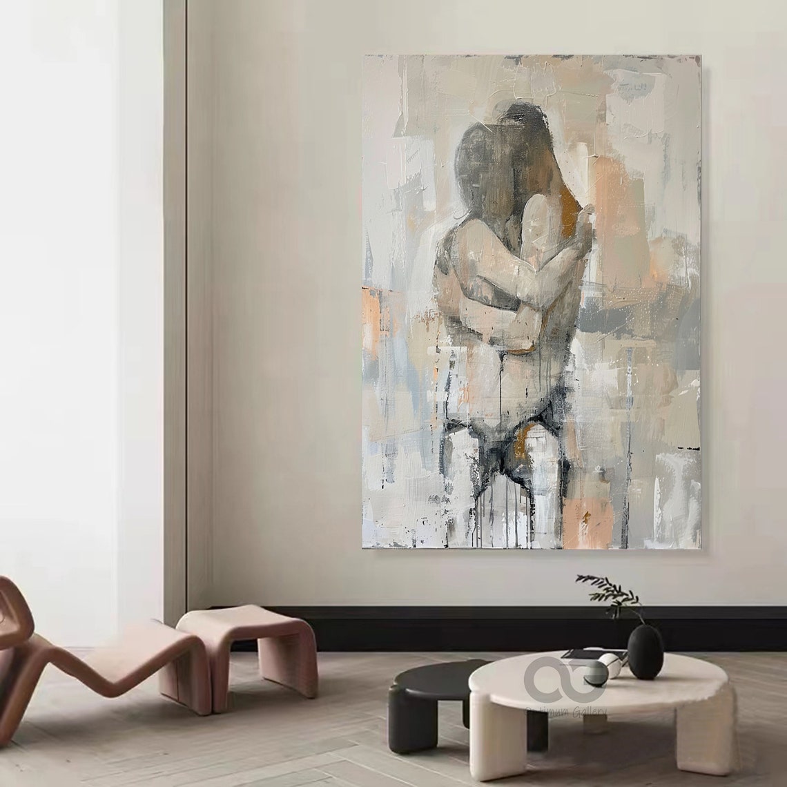 Woman Painting Abstract Portrait Painting Lovers Art Abstract Lady Framed Original Wall Art Woman Face Art Abstract Woman Art Decor - Image 4