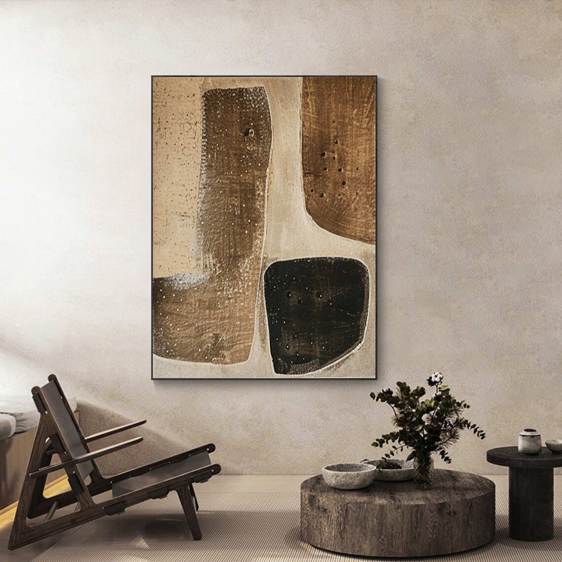 Brown Black Organic Shapes Beige Abstract Textured Earth Tone Poster - Image 4