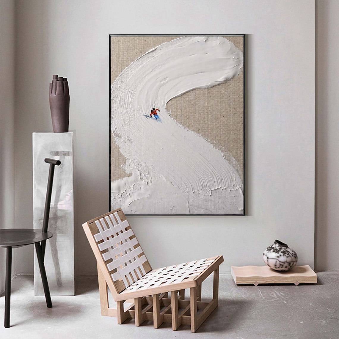 Skier on Snowy Mountain Winter Art Print, Personalized - Image 2