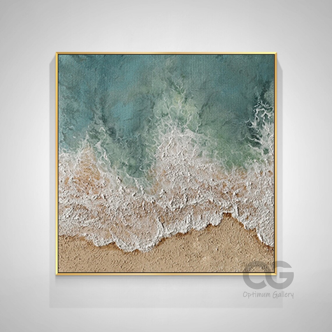 Abstract Coastal Sea Wall Art Print, Green Beach - Image 2