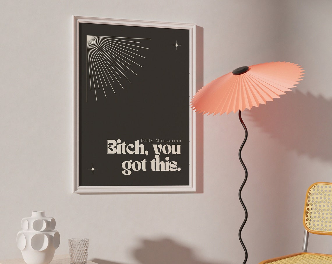 Daily Motivation You Got This Bold Black Retro Sunburst Quote Poster - Image 3
