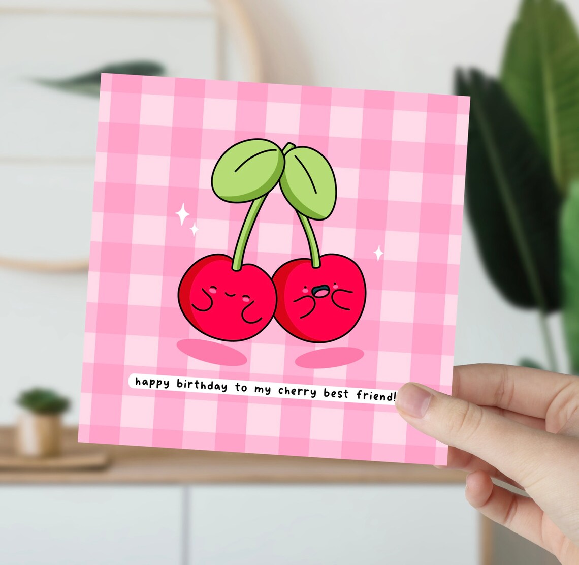 Kawaii Happy Birthday to My Cherry Best Friend Pun Art Print - Image 6