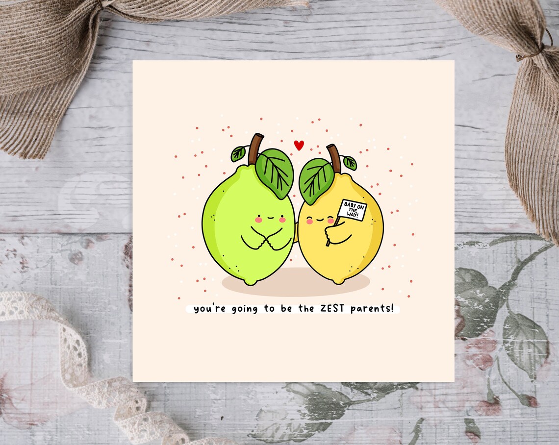 Youre Going To Be The ZEST Parents New Baby Illustrated Card Print - Image 2