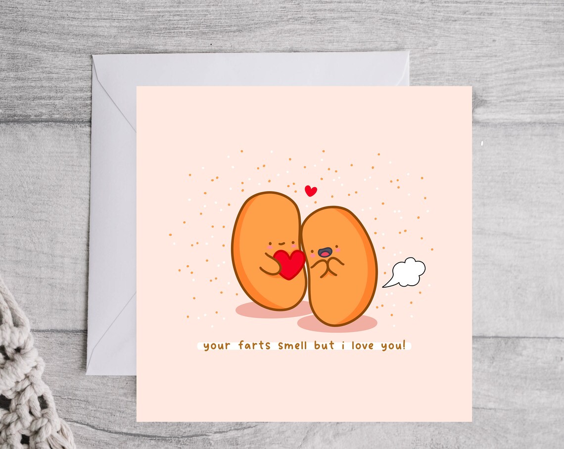 Kawaii Beans Your Farts Smell But I Love You Funny Pun Art Print - Image 2