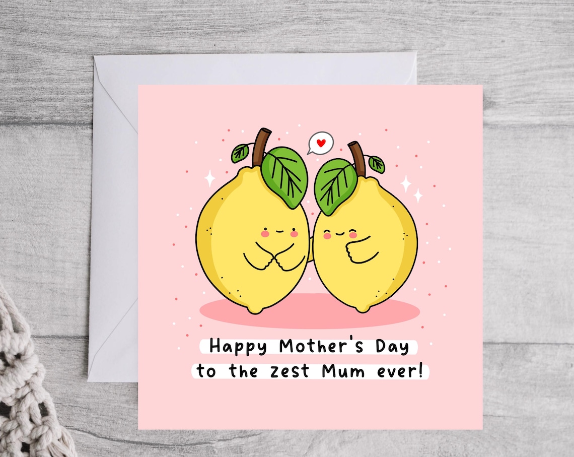 Kawaii Happy Mothers Day to the Zest Mum Ever Lemon Pun Print - Image 4