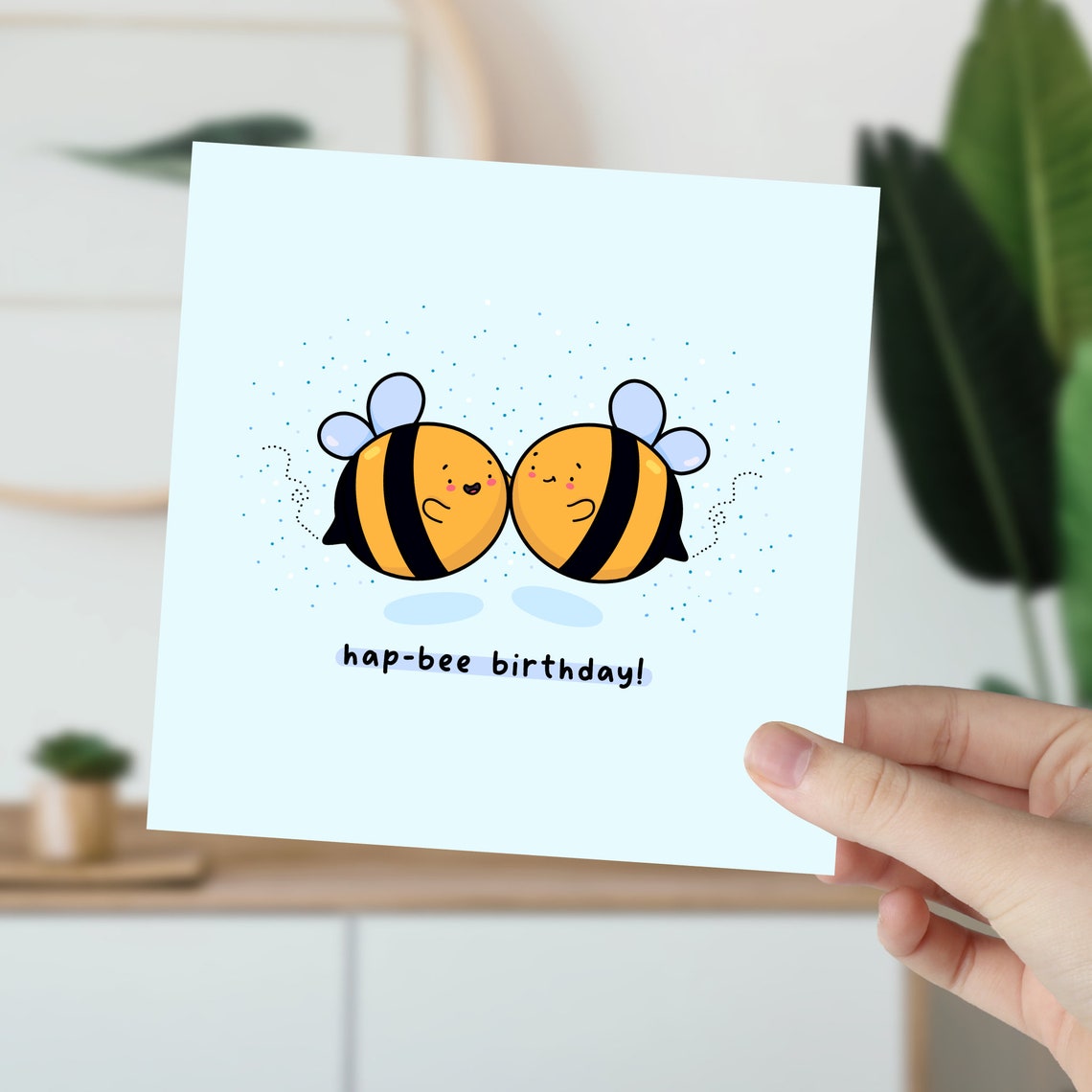Kissing Bumble Bee Couple Hap-Bee Birthday Card Kawaii Print - Image 5