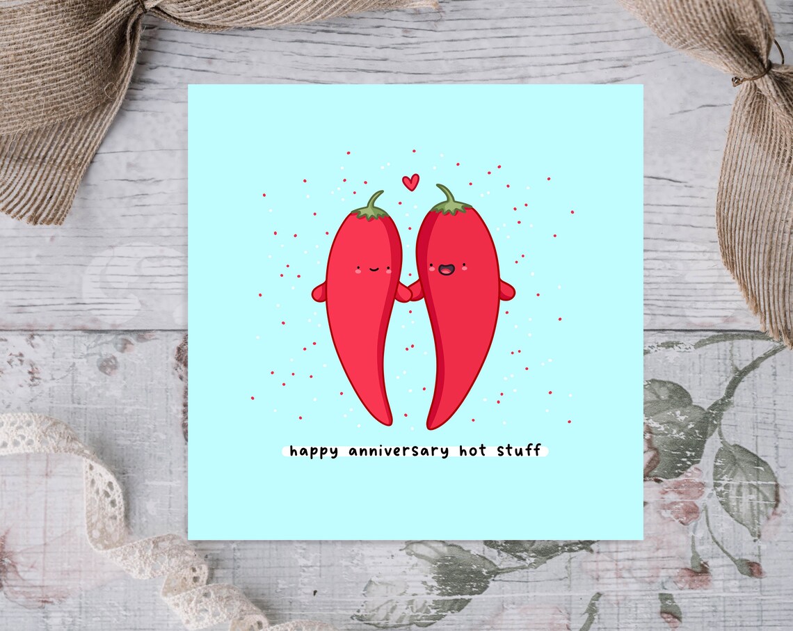 Happy Anniversary Hot Stuff Card Funny Pun Anniversary Card Punny Love Card Card For Partner - Image 2