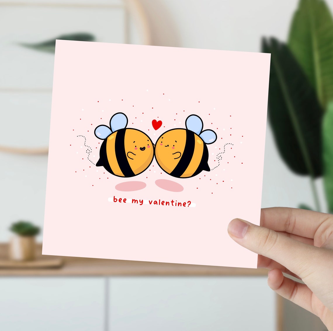 Kawaii Bee Valentine Pun Poster with Bee My Valentine Nuzzling Bees - Image 5