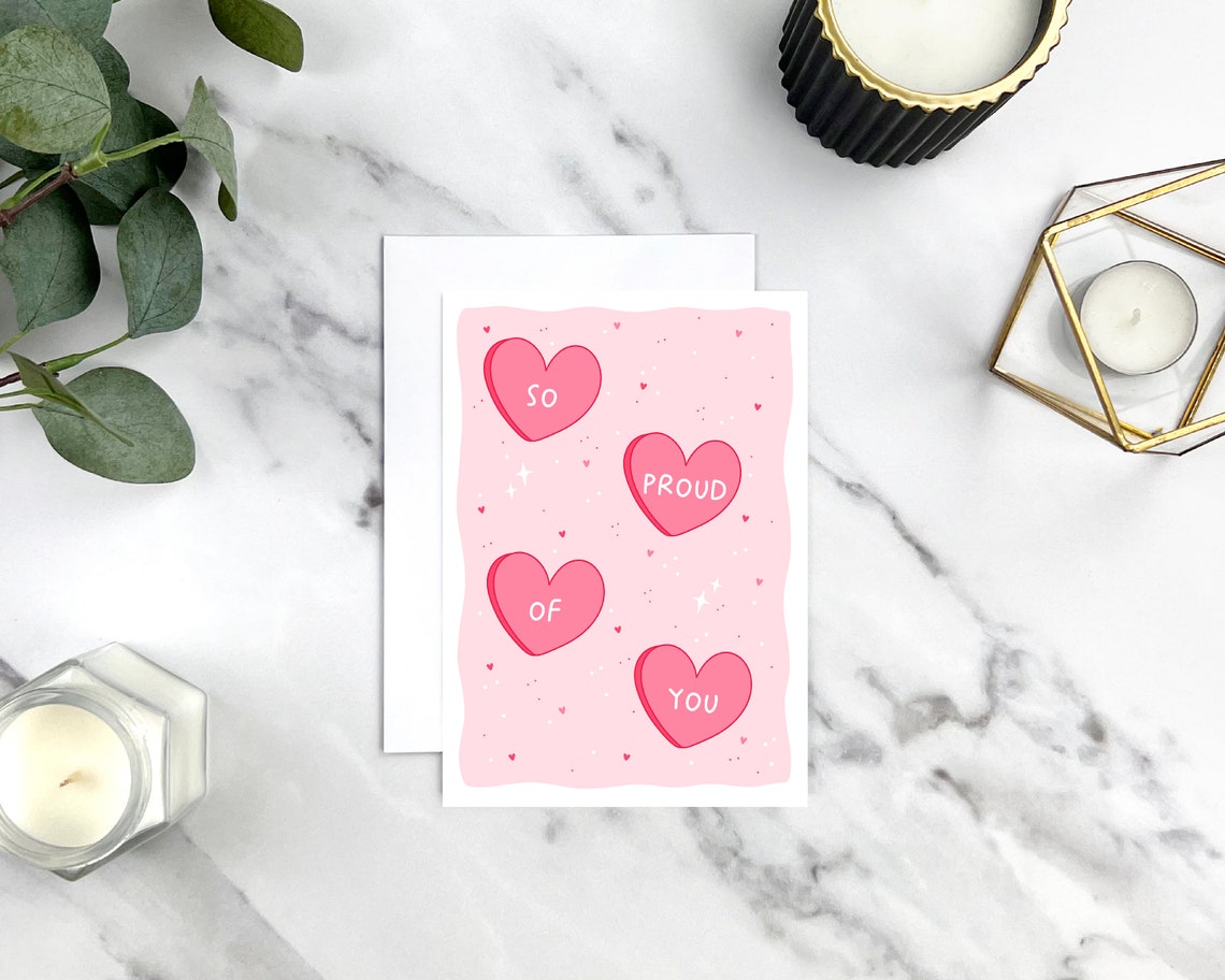 So Proud Of You Pink Heart Candy Encouragement Card Art Poster - Image 5