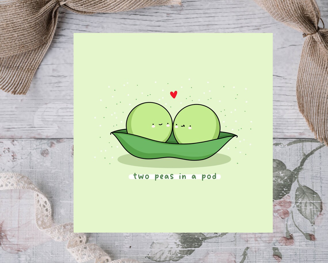 Kawaii Two Peas In A Pod Sweet Love Pun Illustration Art Print - Image 4