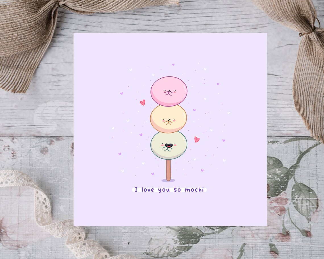 Kawaii Mochi Skewer I Love You So Mochi Punny Love Art Print - Image 2