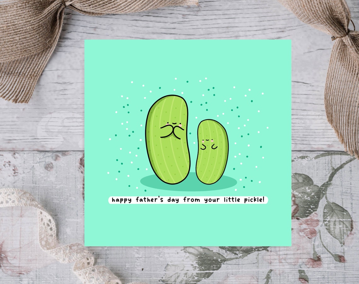 Cute Pickle Pair Happy Fathers Day From Your Little Pickle Wall Art - Image 3