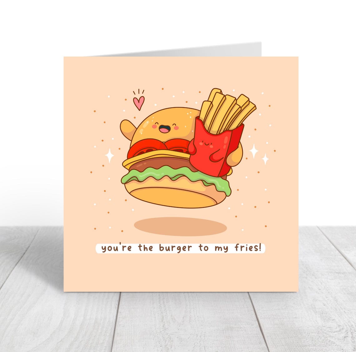 Youre The Burger To My Fries Cute Burger Card Fries Fast Food Kawaii Card Food Pun Anniversary Card - Image 4