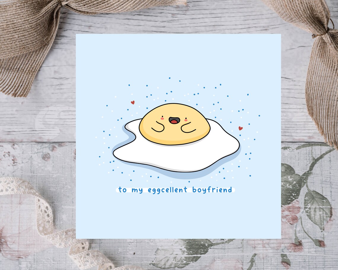 Kawaii Fried Egg To My Eggcellent Boyfriend Sweet Love Art Print - Image 3
