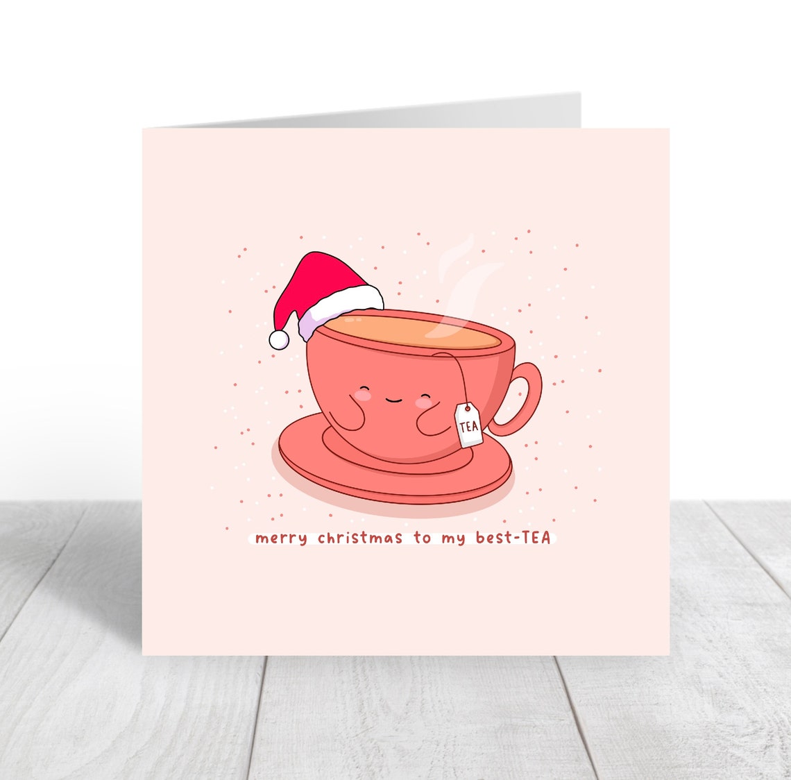 Smiling Tea Cup In Santa Hat Merry Christmas Best Tea Wall Art - Image 5