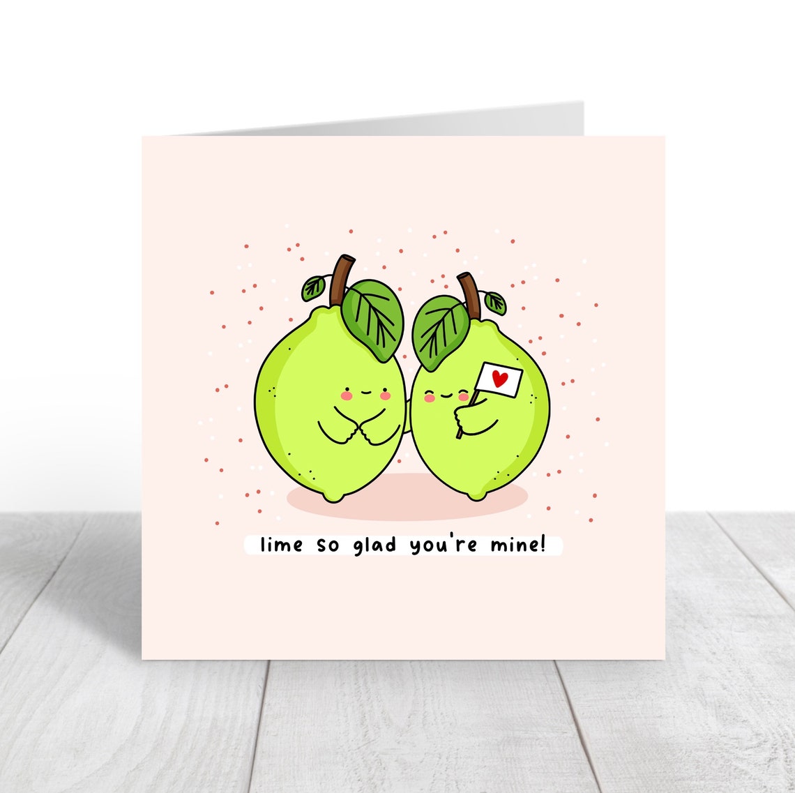 Kawaii Lime Pair Heart Flag Lime So Glad Youre Mine Wall Art - Image 5